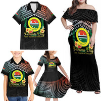Personalised Penama Day Family Matching Off Shoulder Maxi Dress and Hawaiian Shirt Vanuatu Provinces Polynesian Pattern LT14 - Polynesian Pride