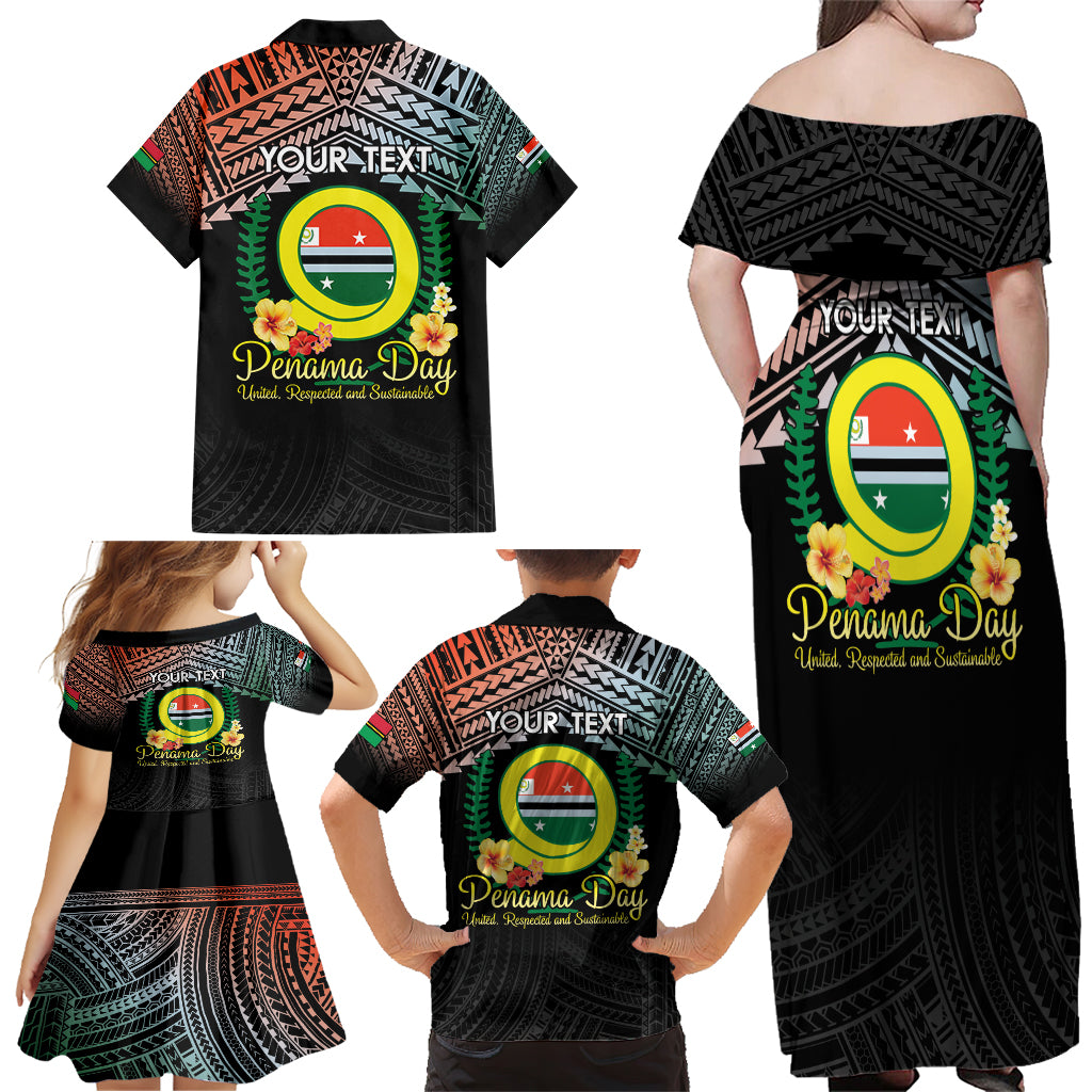 Personalised Penama Day Family Matching Off Shoulder Maxi Dress and Hawaiian Shirt Vanuatu Provinces Polynesian Pattern LT14 - Polynesian Pride