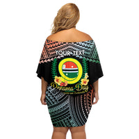 Personalised Penama Day Family Matching Off Shoulder Short Dress and Hawaiian Shirt Vanuatu Provinces Polynesian Pattern LT14 - Polynesian Pride