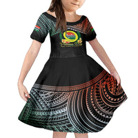 Personalised Penama Day Family Matching Tank Maxi Dress and Hawaiian Shirt Vanuatu Provinces Polynesian Pattern LT14 Daughter's Dress Black - Polynesian Pride