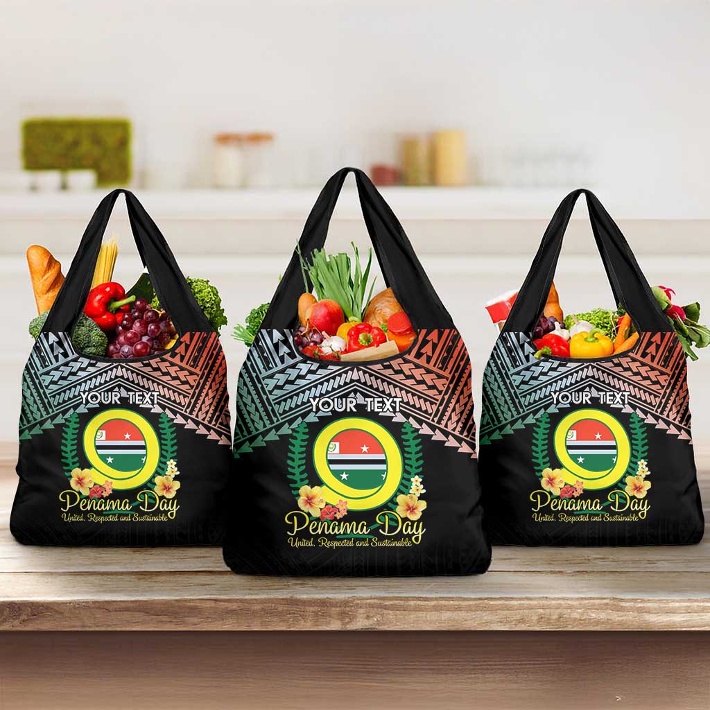 Personalised Penama Day Grocery Bag Vanuatu Provinces Polynesian Pattern LT14 3-pack One Size Black - Polynesian Pride
