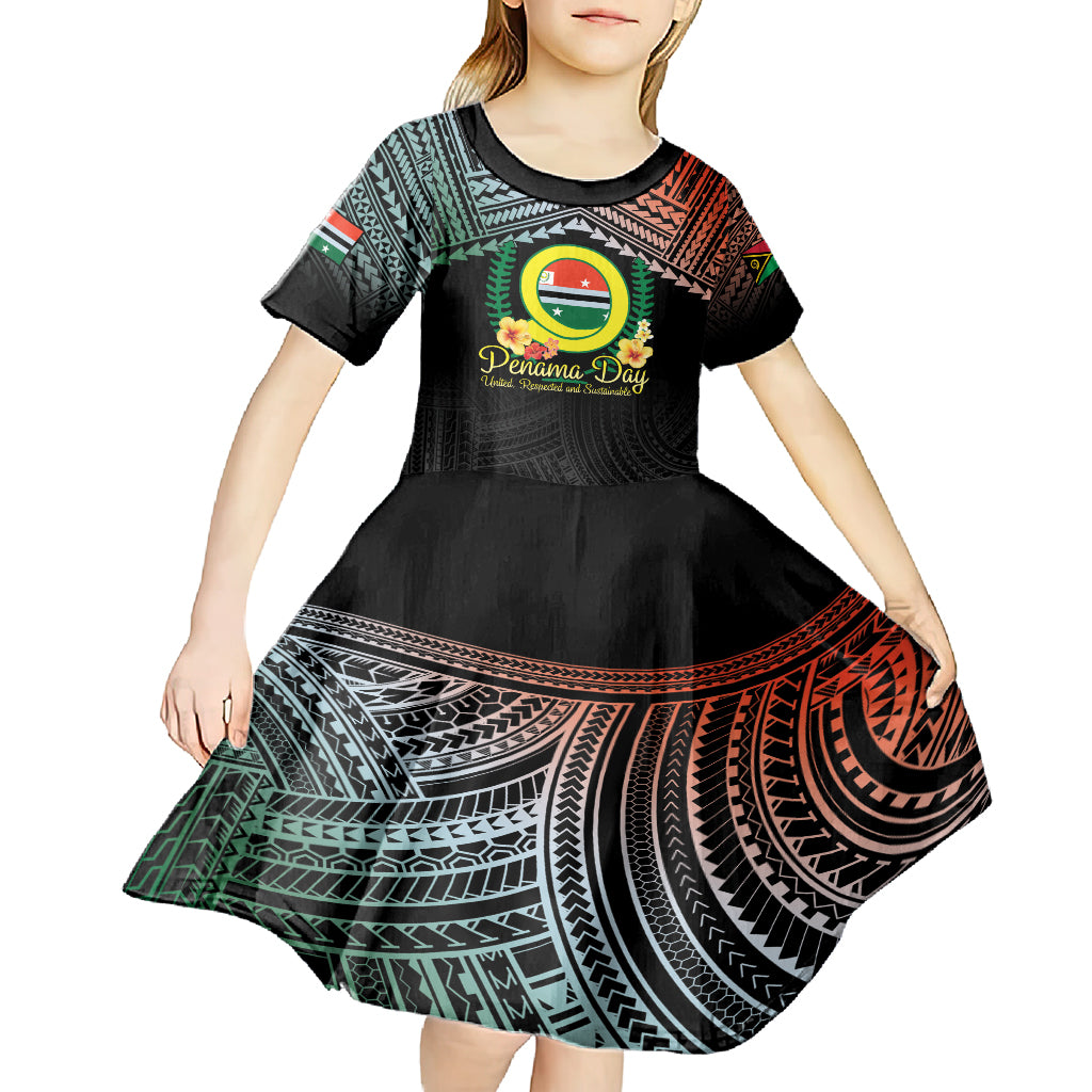 Personalised Penama Day Kid Short Sleeve Dress Vanuatu Provinces Polynesian Pattern LT14 - Polynesian Pride