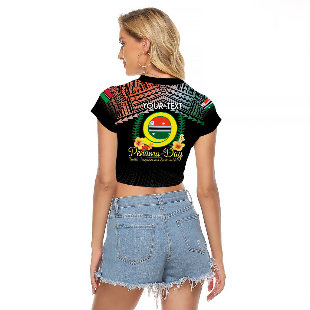 Personalised Penama Day Raglan Cropped T Shirt Vanuatu Provinces Polynesian Pattern LT14 - Polynesian Pride