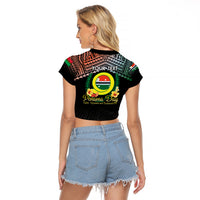 Personalised Penama Day Raglan Cropped T Shirt Vanuatu Provinces Polynesian Pattern LT14 - Polynesian Pride