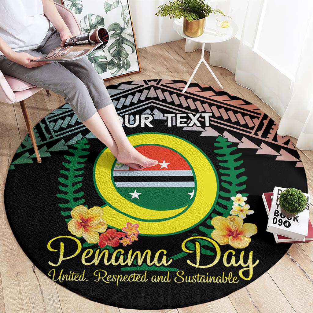 Personalised Penama Day Round Carpet Vanuatu Provinces Polynesian Pattern