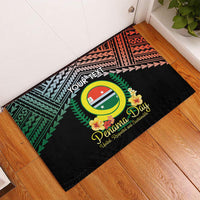 Personalised Penama Day Rubber Doormat Vanuatu Provinces Polynesian Pattern LT14 Black - Polynesian Pride