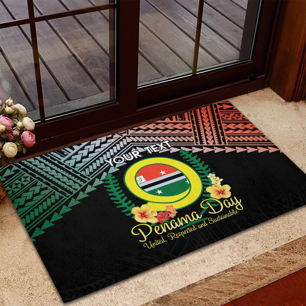 Personalised Penama Day Rubber Doormat Vanuatu Provinces Polynesian Pattern LT14 - Polynesian Pride