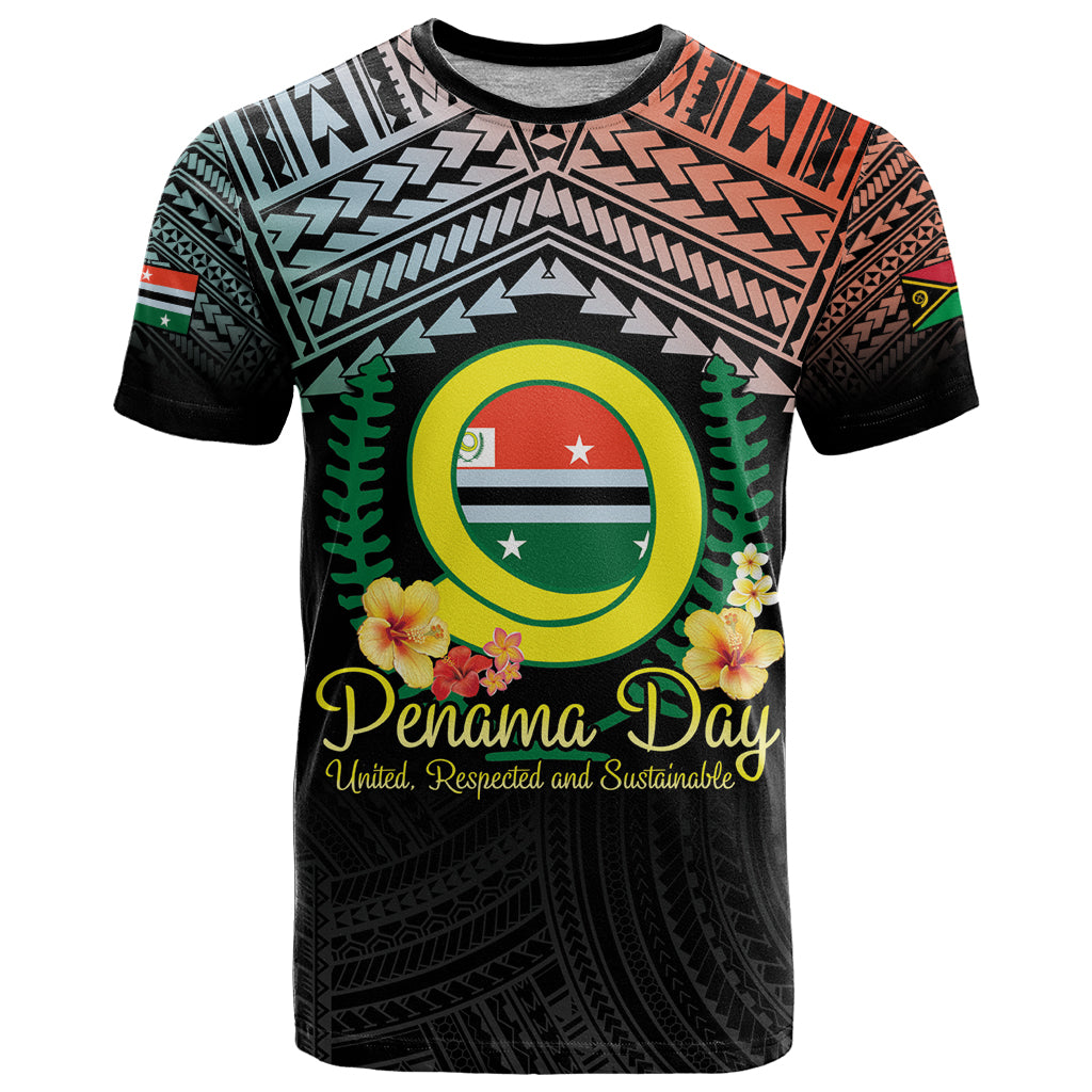 Personalised Penama Day T Shirt Vanuatu Provinces Polynesian Pattern LT14 Black - Polynesian Pride