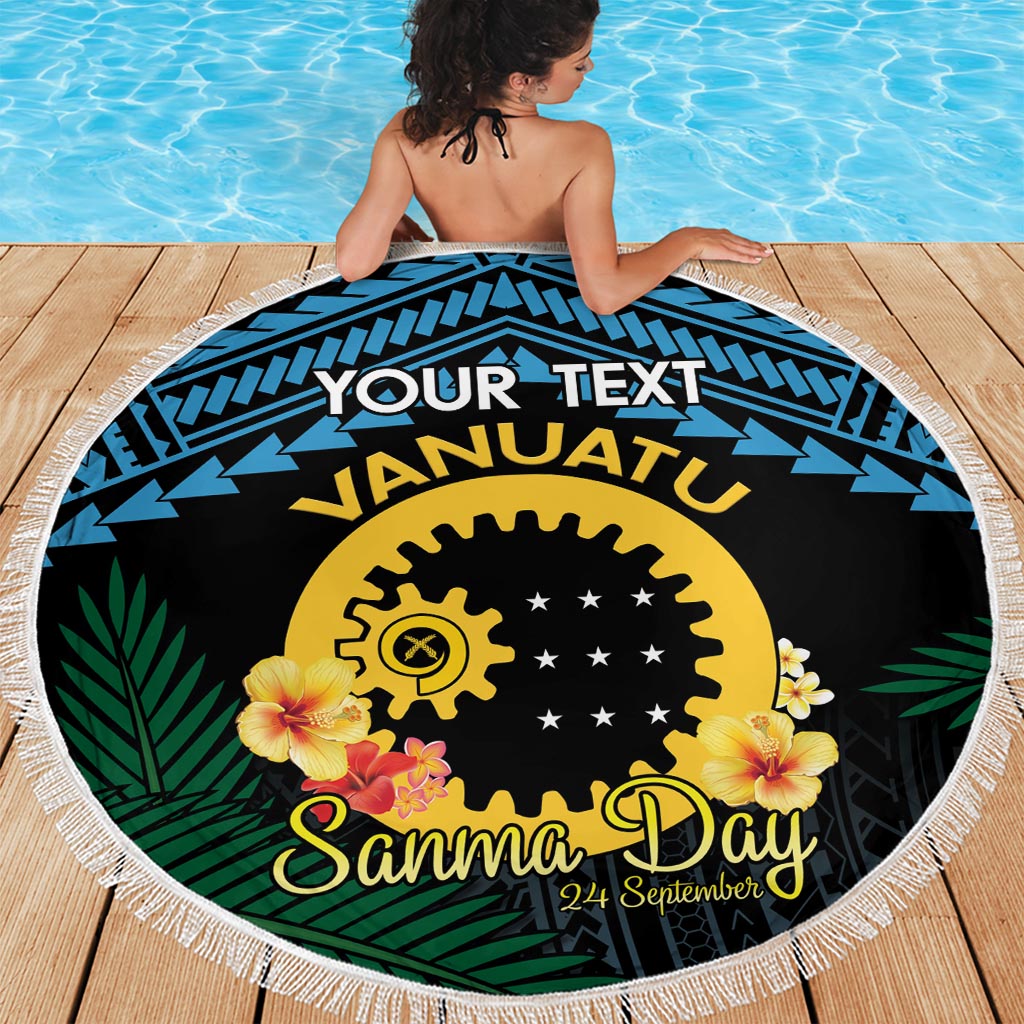 Personalised Sanma Day Beach Blanket Vanuatu Provinces Polynesian Pattern