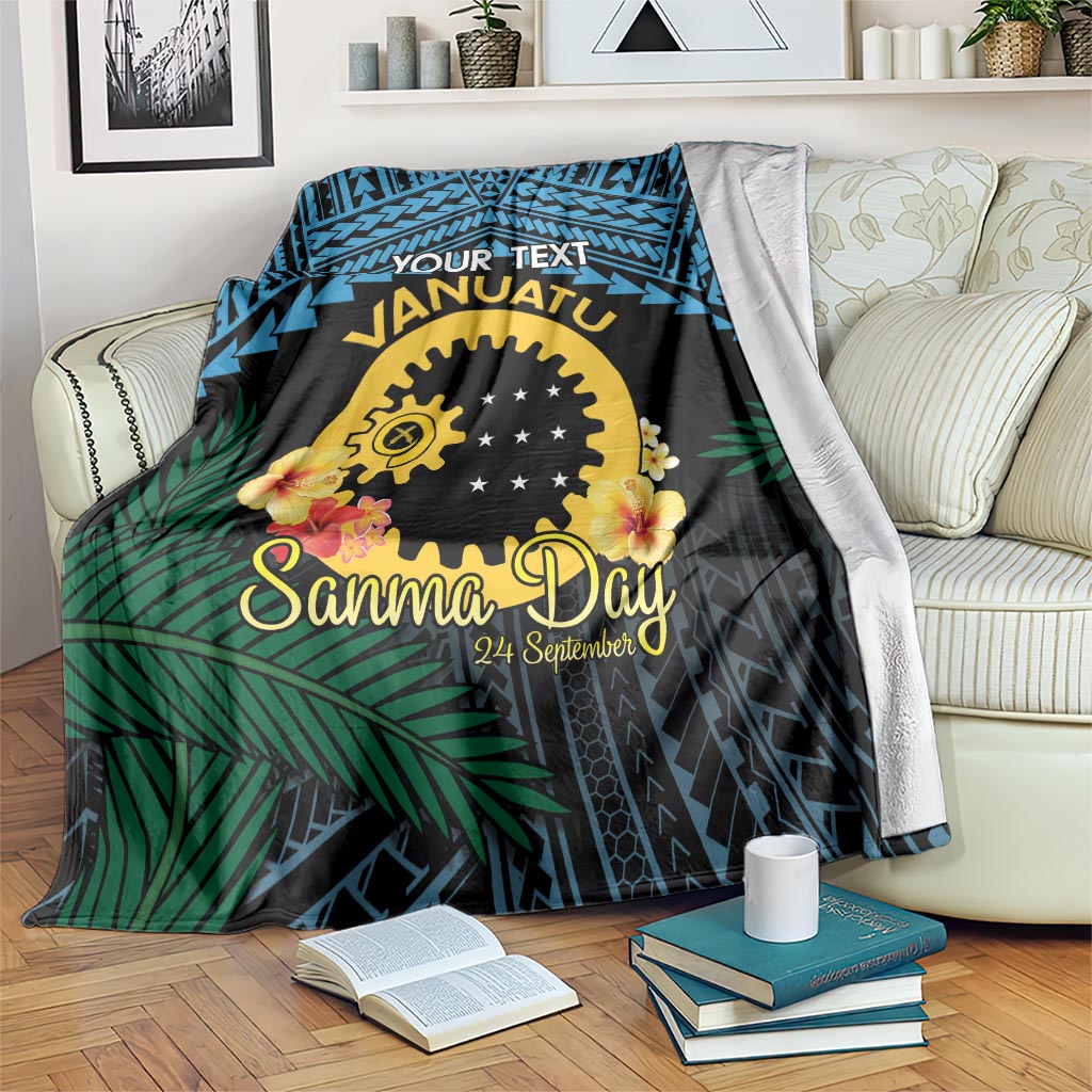 Personalised Sanma Day Blanket Vanuatu Provinces Polynesian Pattern LT14 Black - Polynesian Pride