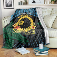 Personalised Sanma Day Blanket Vanuatu Provinces Polynesian Pattern LT14 Black - Polynesian Pride