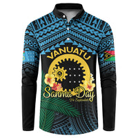 Personalised Sanma Day Button Sweatshirt Vanuatu Provinces Polynesian Pattern LT14 Black - Polynesian Pride