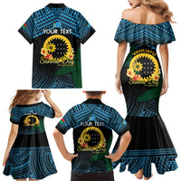 Personalised Sanma Day Family Matching Mermaid Dress and Hawaiian Shirt Vanuatu Provinces Polynesian Pattern LT14 - Polynesian Pride