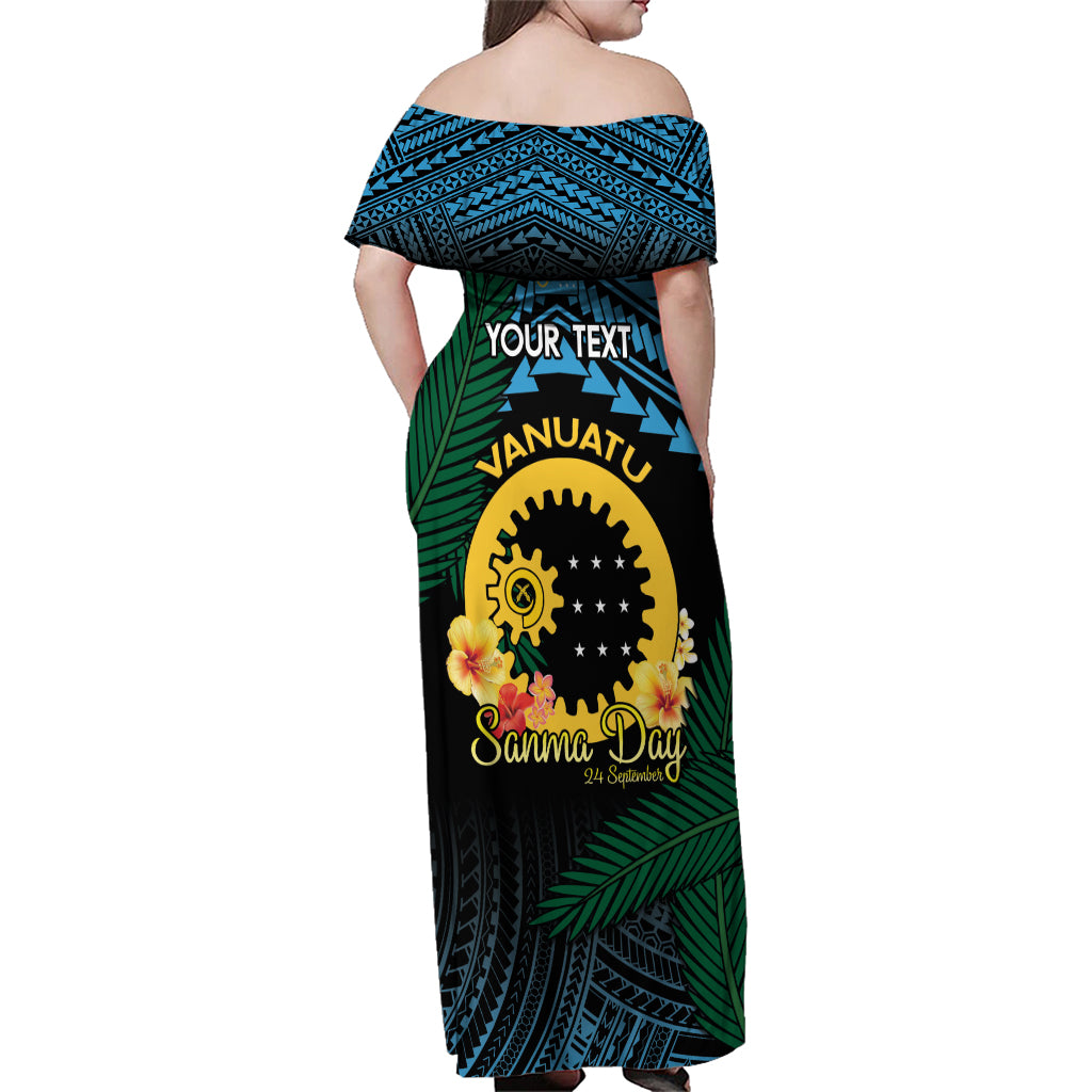 Personalised Sanma Day Family Matching Off Shoulder Maxi Dress and Hawaiian Shirt Vanuatu Provinces Polynesian Pattern LT14 - Polynesian Pride