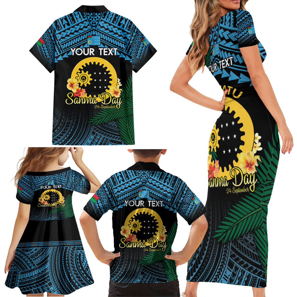 Personalised Sanma Day Family Matching Short Sleeve Bodycon Dress and Hawaiian Shirt Vanuatu Provinces Polynesian Pattern LT14 - Polynesian Pride
