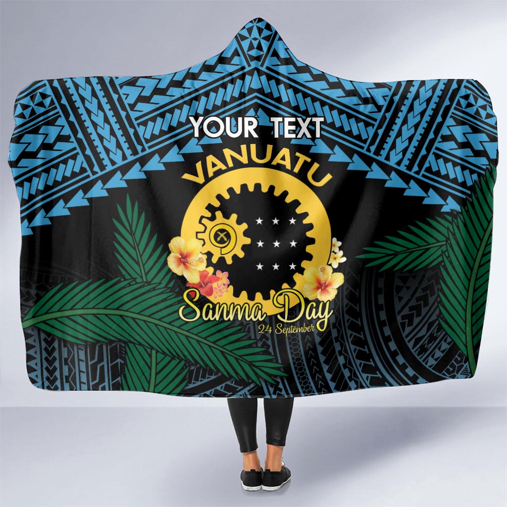 Personalised Sanma Day Hooded Blanket Vanuatu Provinces Polynesian Pattern