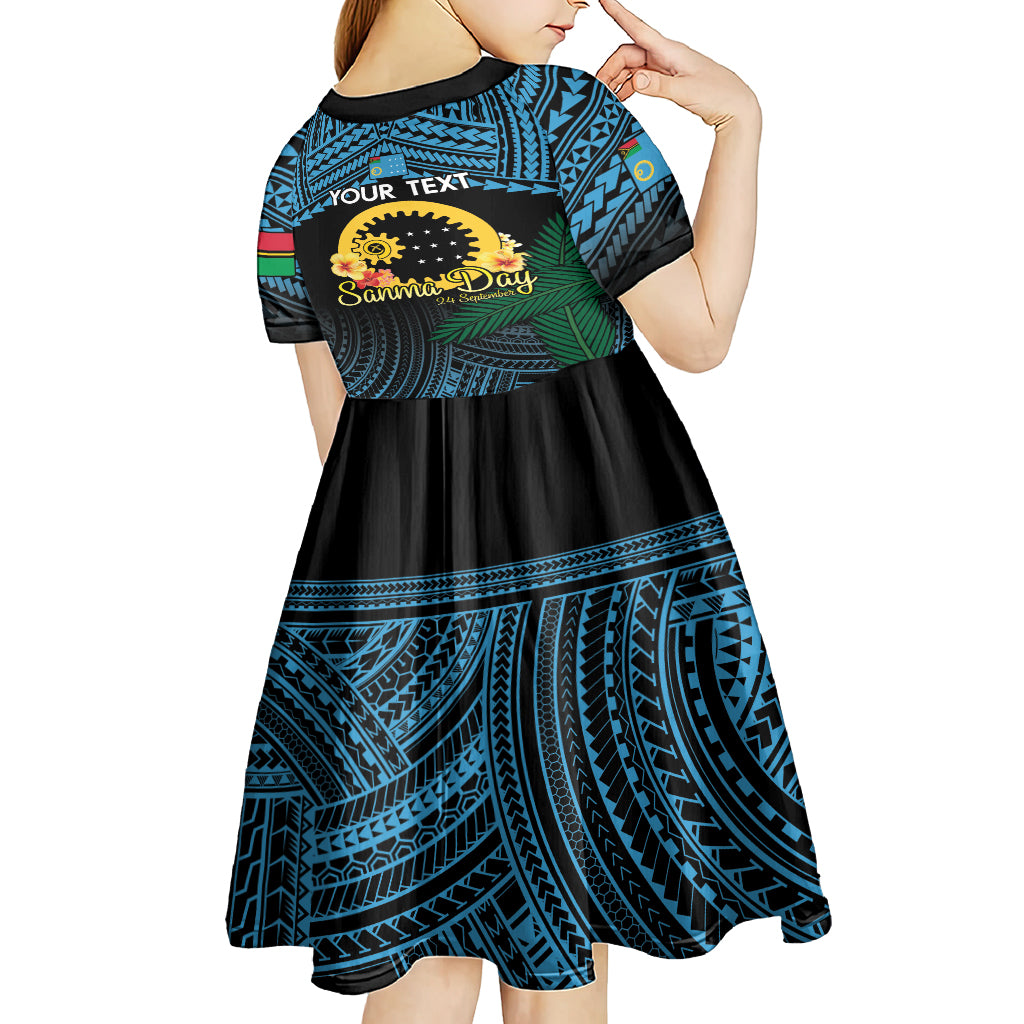 Personalised Sanma Day Kid Short Sleeve Dress Vanuatu Provinces Polynesian Pattern LT14 - Polynesian Pride