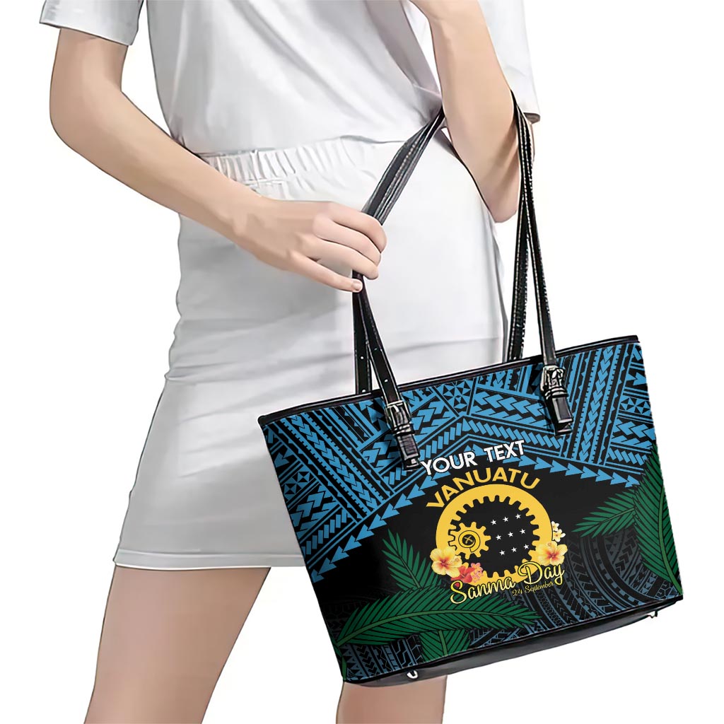 Personalised Sanma Day Leather Tote Bag Vanuatu Provinces Polynesian Pattern LT14 - Polynesian Pride