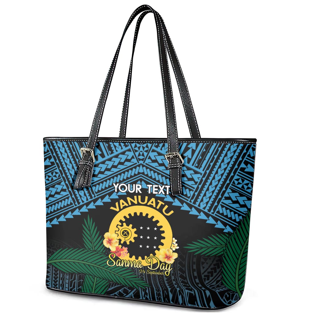 Personalised Sanma Day Leather Tote Bag Vanuatu Provinces Polynesian Pattern LT14 - Polynesian Pride
