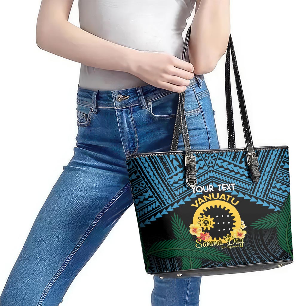 Personalised Sanma Day Leather Tote Bag Vanuatu Provinces Polynesian Pattern LT14 - Polynesian Pride