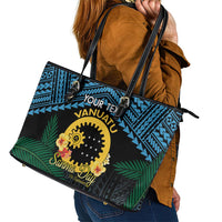 Personalised Sanma Day Leather Tote Bag Vanuatu Provinces Polynesian Pattern LT14 - Polynesian Pride
