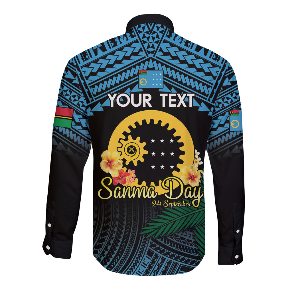 Personalised Sanma Day Long Sleeve Button Shirt Vanuatu Provinces Polynesian Pattern