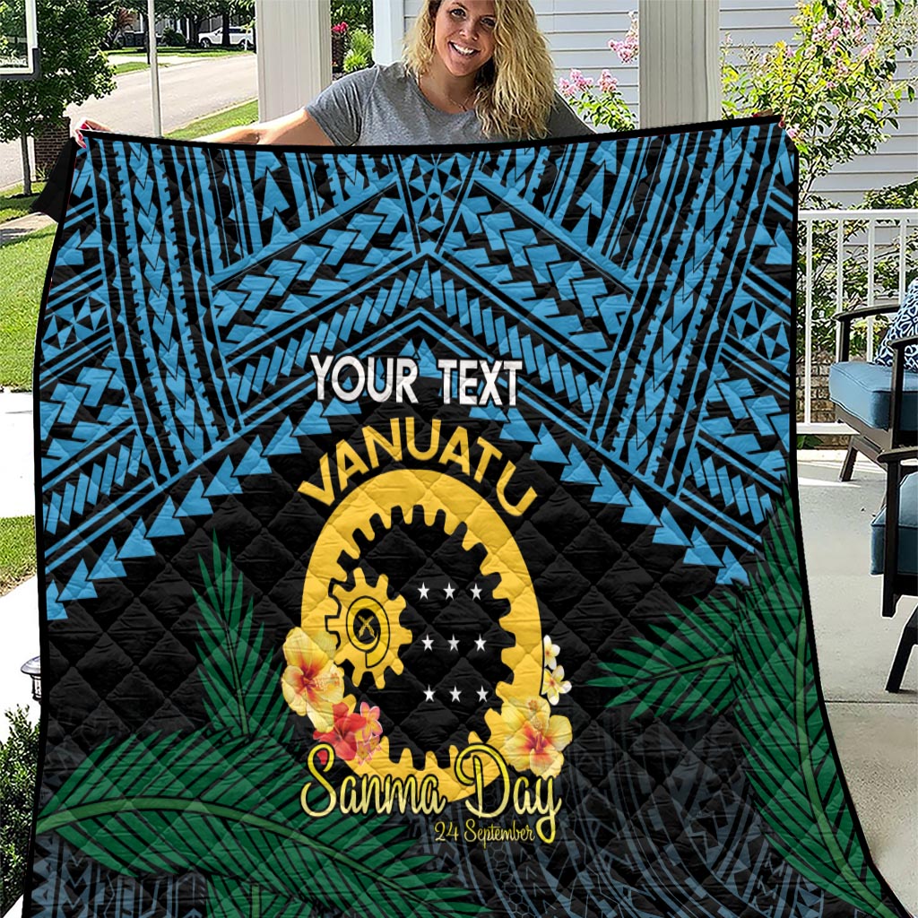 Personalised Sanma Day Quilt Vanuatu Provinces Polynesian Pattern LT14 Black - Polynesian Pride