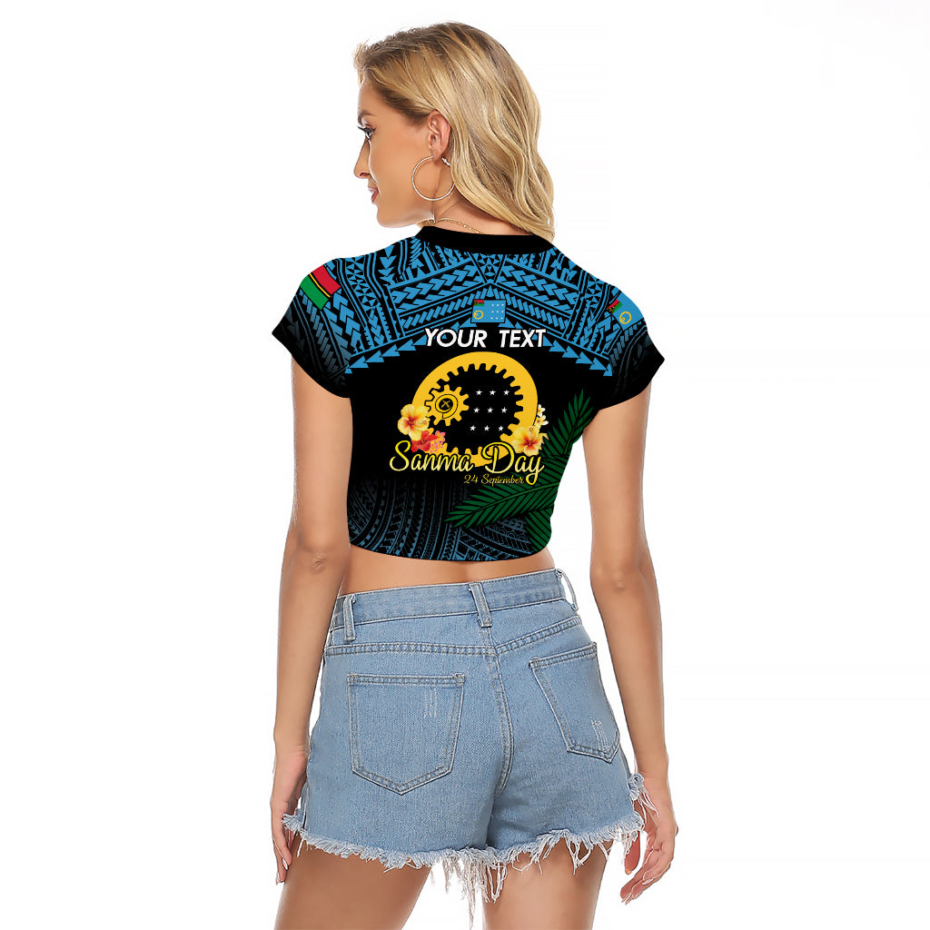 Personalised Sanma Day Raglan Cropped T Shirt Vanuatu Provinces Polynesian Pattern LT14 - Polynesian Pride