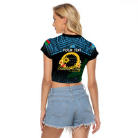 Personalised Sanma Day Raglan Cropped T Shirt Vanuatu Provinces Polynesian Pattern LT14 - Polynesian Pride