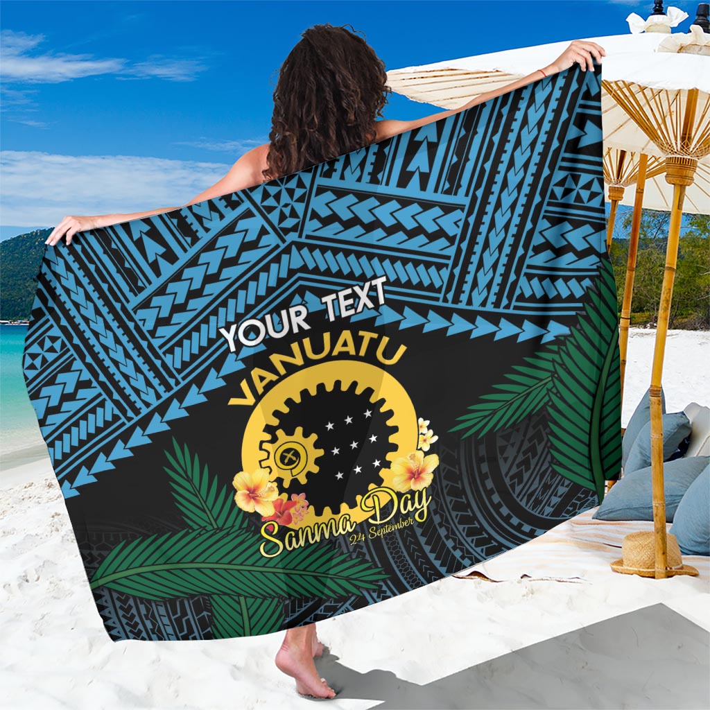 Personalised Sanma Day Sarong Vanuatu Provinces Polynesian Pattern LT14 One Size 44 x 66 inches Black - Polynesian Pride