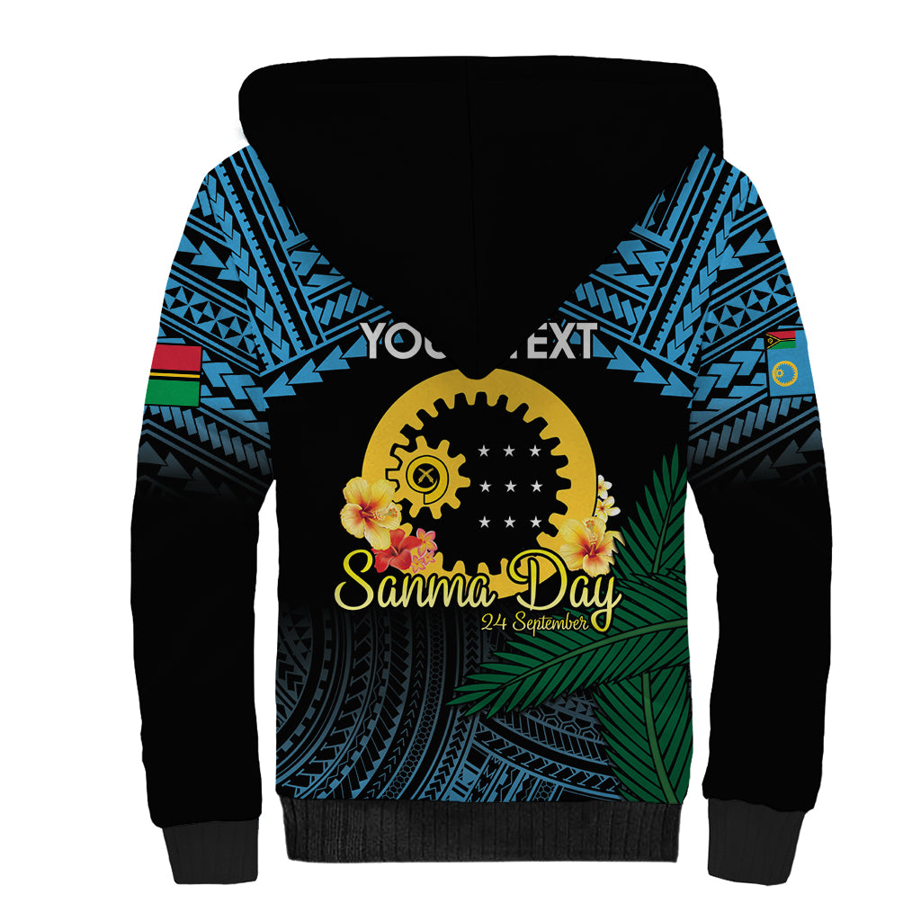 Personalised Sanma Day Sherpa Hoodie Vanuatu Provinces Polynesian Pattern