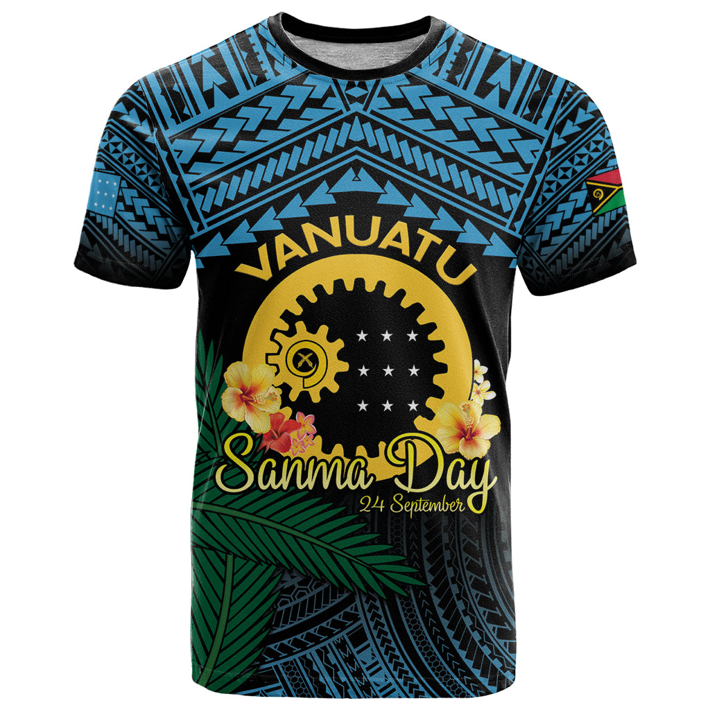 Personalised Sanma Day T Shirt Vanuatu Provinces Polynesian Pattern LT14 Black - Polynesian Pride