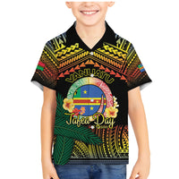 Personalised Tafea Day Family Matching Mermaid Dress and Hawaiian Shirt Vanuatu Provinces Polynesian Pattern LT14 Son's Shirt Black - Polynesian Pride
