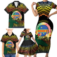 Personalised Tafea Day Family Matching Short Sleeve Bodycon Dress and Hawaiian Shirt Vanuatu Provinces Polynesian Pattern LT14 - Polynesian Pride