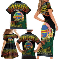 Personalised Tafea Day Family Matching Short Sleeve Bodycon Dress and Hawaiian Shirt Vanuatu Provinces Polynesian Pattern LT14 - Polynesian Pride
