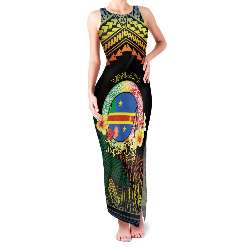Personalised Tafea Day Family Matching Tank Maxi Dress and Hawaiian Shirt Vanuatu Provinces Polynesian Pattern LT14 Mom's Dress Black - Polynesian Pride