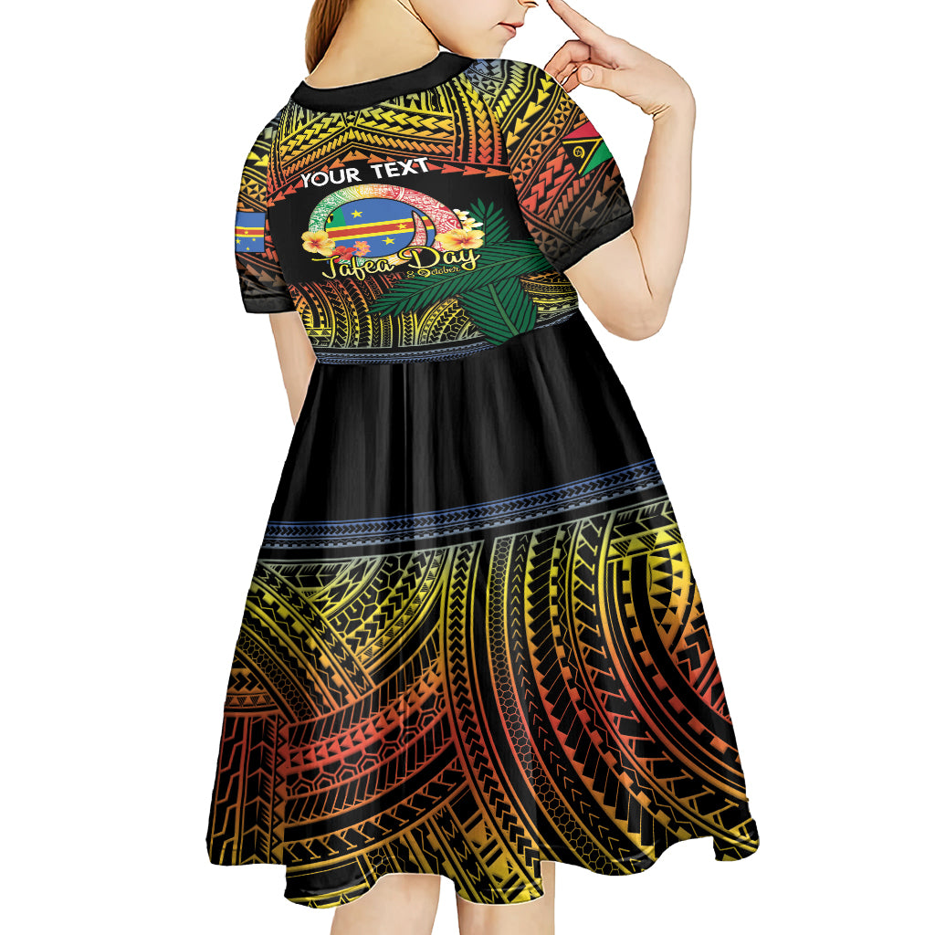 Personalised Tafea Day Kid Short Sleeve Dress Vanuatu Provinces Polynesian Pattern LT14 - Polynesian Pride