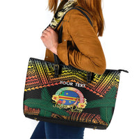 Personalised Tafea Day Leather Tote Bag Vanuatu Provinces Polynesian Pattern LT14 Black - Polynesian Pride