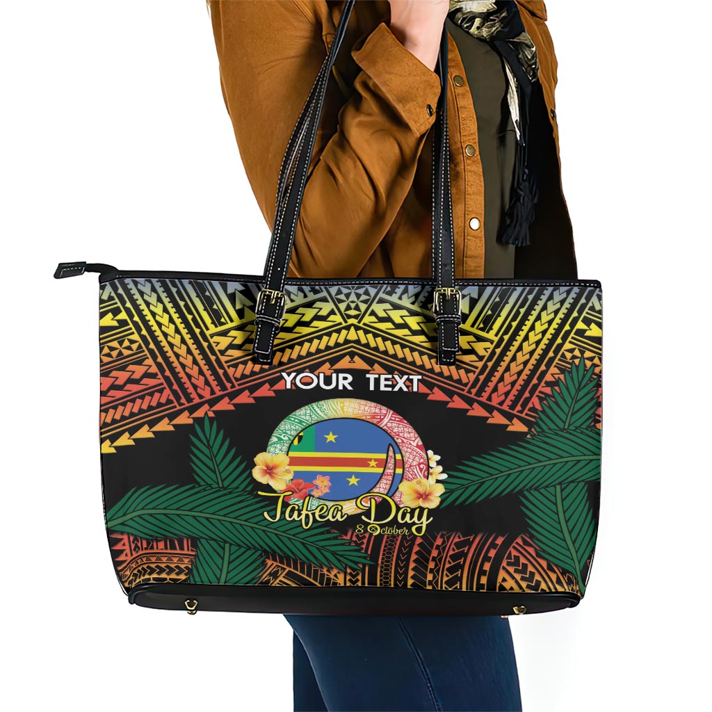 Personalised Tafea Day Leather Tote Bag Vanuatu Provinces Polynesian Pattern LT14 - Polynesian Pride