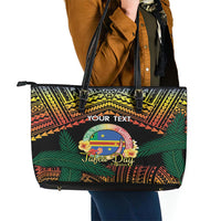 Personalised Tafea Day Leather Tote Bag Vanuatu Provinces Polynesian Pattern LT14 - Polynesian Pride