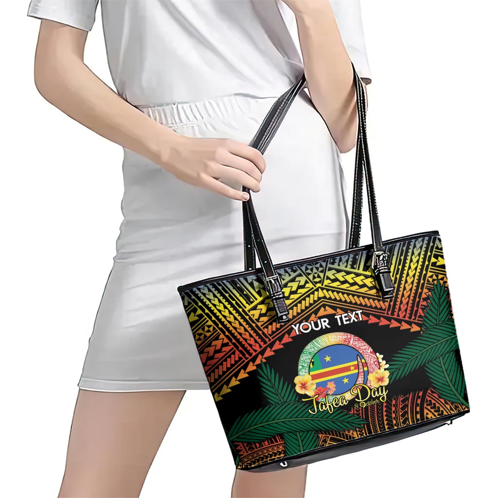 Personalised Tafea Day Leather Tote Bag Vanuatu Provinces Polynesian Pattern LT14 - Polynesian Pride