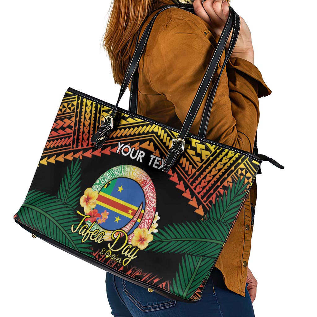 Personalised Tafea Day Leather Tote Bag Vanuatu Provinces Polynesian Pattern LT14 - Polynesian Pride