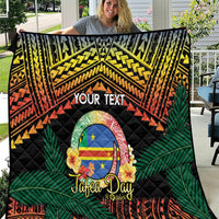 Personalised Tafea Day Quilt Vanuatu Provinces Polynesian Pattern LT14 Black - Polynesian Pride