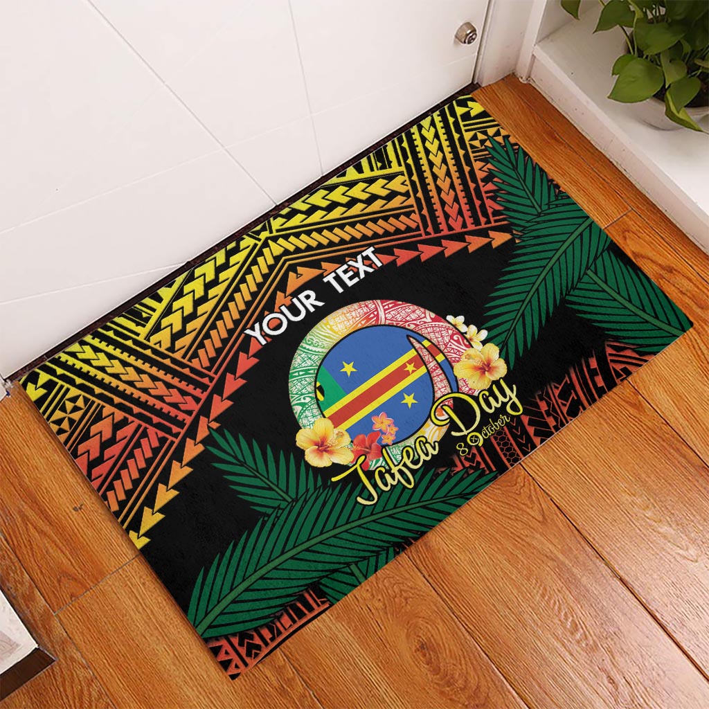 Personalised Tafea Day Rubber Doormat Vanuatu Provinces Polynesian Pattern LT14 Black - Polynesian Pride