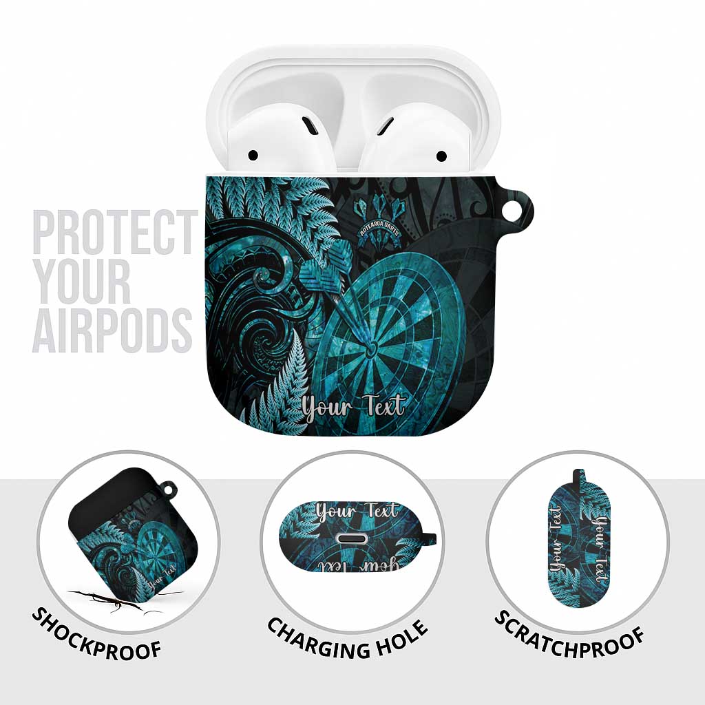 Personalised New Zealand Darts AirPods Case Happiness Is A Tight Threesome Maori Paua Shell - Polynesian Pride