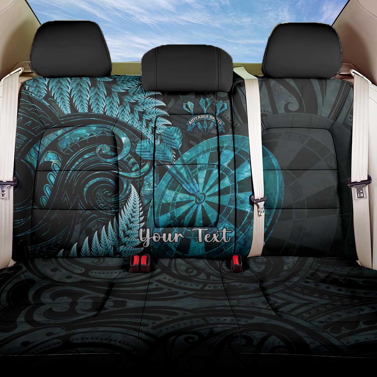Personalised New Zealand Darts Back Car Seat Cover Happiness Is A Tight Threesome Maori Paua Shell