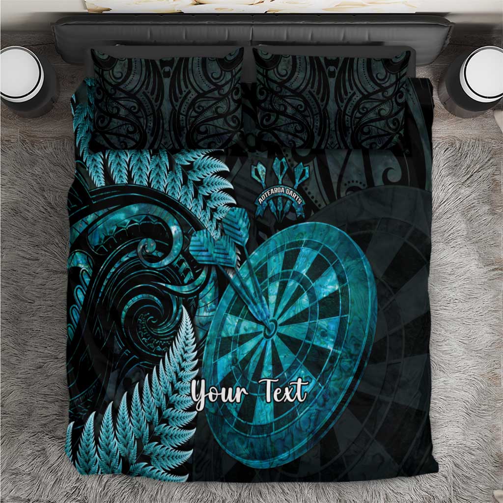 Personalised New Zealand Darts Bedding Set Happiness Is A Tight Threesome Maori Paua Shell