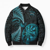 Personalised New Zealand Darts Bomber Puffer Jacket Happiness Is A Tight Threesome Maori Paua Shell - Polynesian Pride