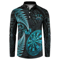 Personalised New Zealand Darts Button Sweatshirt Happiness Is A Tight Threesome Maori Paua Shell