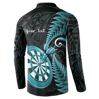 Personalised New Zealand Darts Button Sweatshirt Happiness Is A Tight Threesome Maori Paua Shell